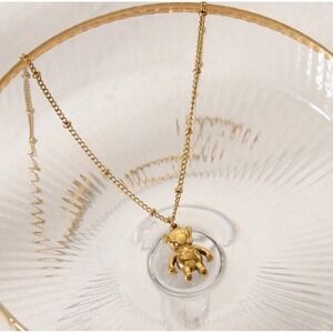 Gold Teddy Bear Pendant Necklace – 14K Plated Stainless Steel‎ Chain